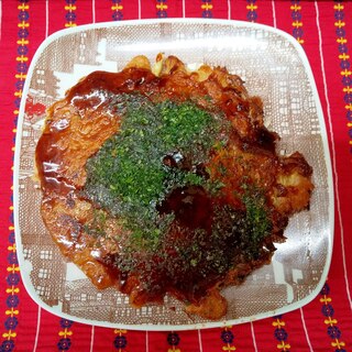 鶏肉でお好み焼き